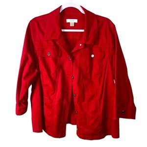 CJ Banks Red Button-Up Jacket
